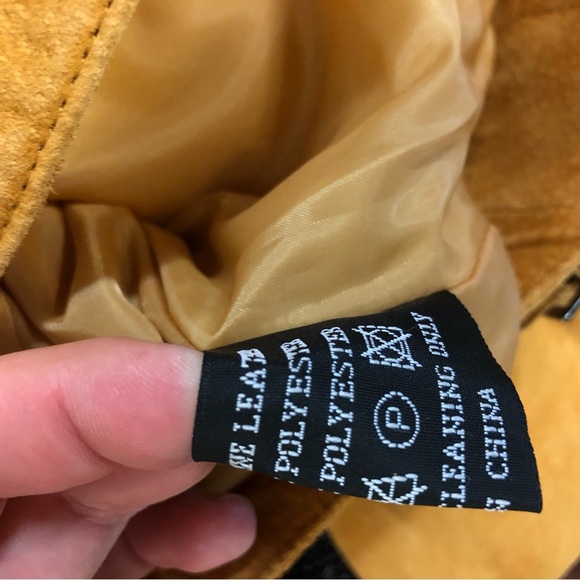 Michael Michelle USA Women's Tan Mustard Leather Suede Jacket Large - Picture 6 of 6